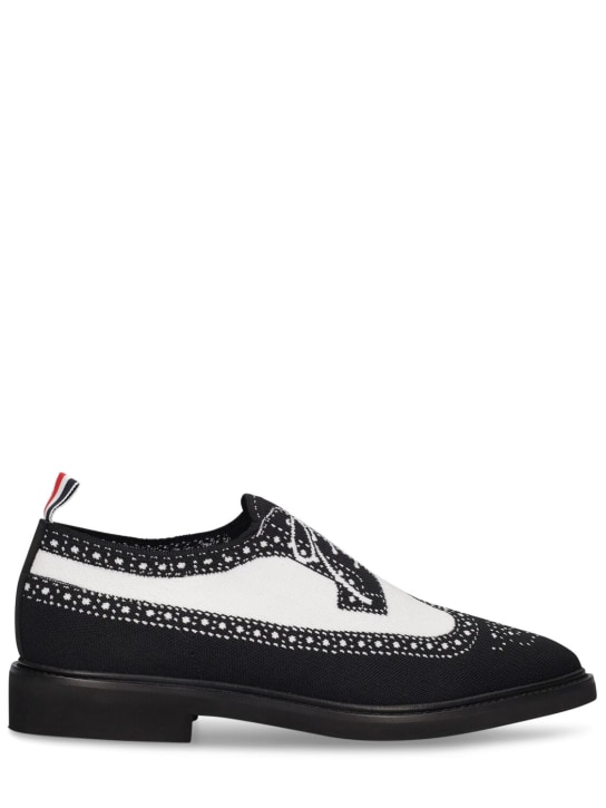 Thom Browne: Chaussures à lacets brogue Longwing - Black/White - men_0 | Luisa Via Roma