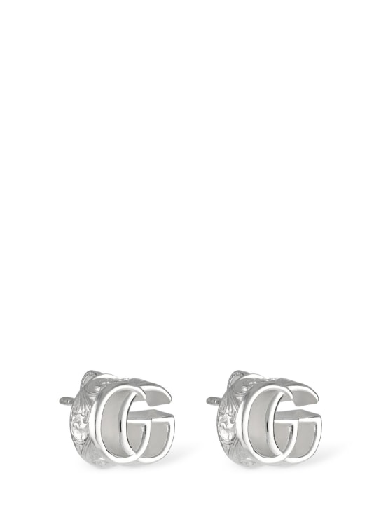 Gucci: Boucles d’oreilles en argent GG Marmont - Argent - men_1 | Luisa Via Roma