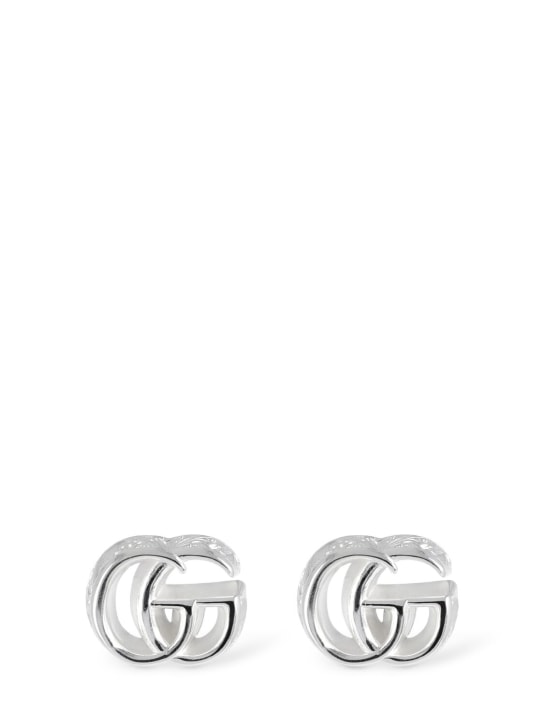 Gucci: Boucles d’oreilles en argent GG Marmont - Argent - men_0 | Luisa Via Roma