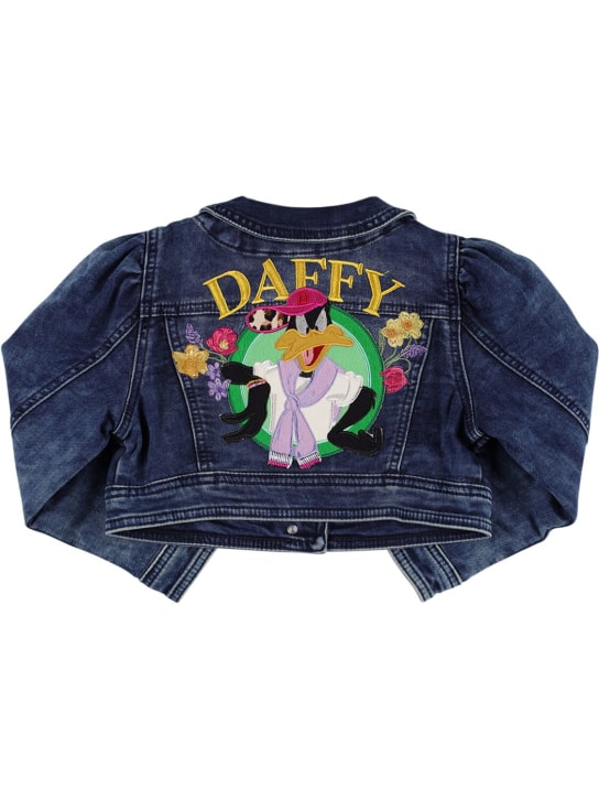 Monnalisa: Duffy Duck cotton denim jacket - Denim - kids-girls_0 | Luisa Via Roma