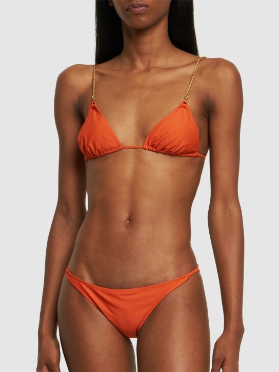 Dolla Paris: Dolores triangle bikini set w/chain - Arancione - women_1 | Luisa Via Roma