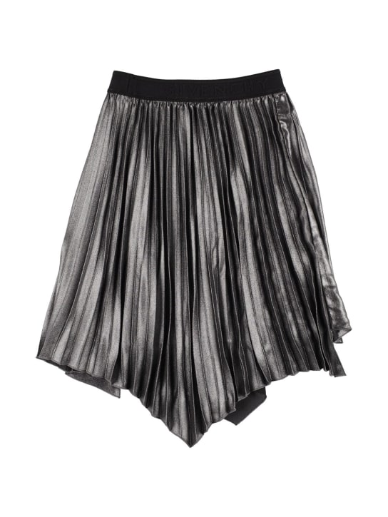 Givenchy: Logo pleated mini skirt - Silver - kids-girls_0 | Luisa Via Roma