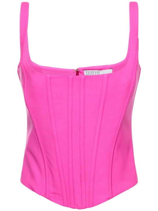 Giuseppe Di Morabito: Twisted light wool double bustier top - Hot Pink - women_0 | Luisa Via Roma