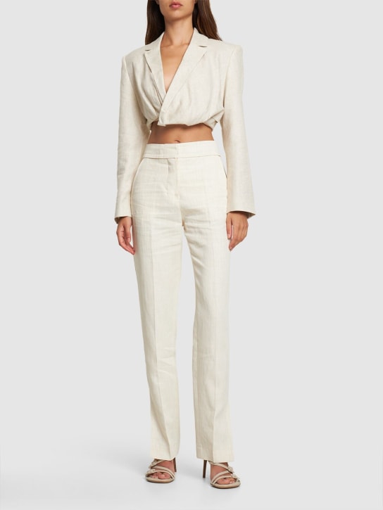 Jacquemus: Le Pantalon Tibau wool pants - White - women_1 | Luisa Via Roma