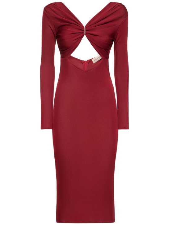 Alexandre Vauthier: Cutout viscose jersey midi dress - Dark Red - women_0 | Luisa Via Roma