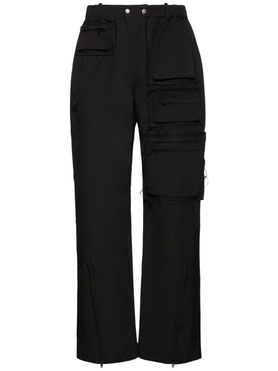 Andersson Bell: Raw edge cotton blend cargo pants - Black - men_0 | Luisa Via Roma