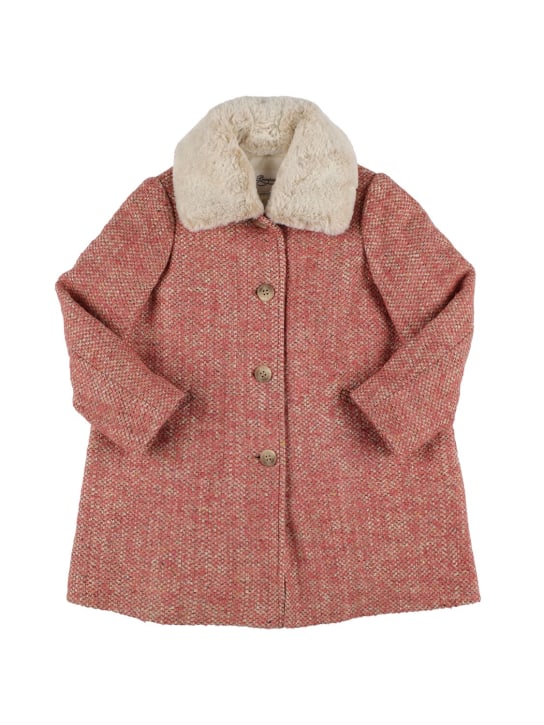 Bonpoint: Manteau en laine mélangée - Rose - kids-girls_0 | Luisa Via Roma
