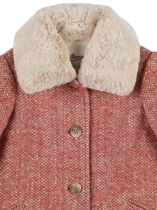 Bonpoint: Manteau en laine mélangée - Rose - kids-girls_1 | Luisa Via Roma