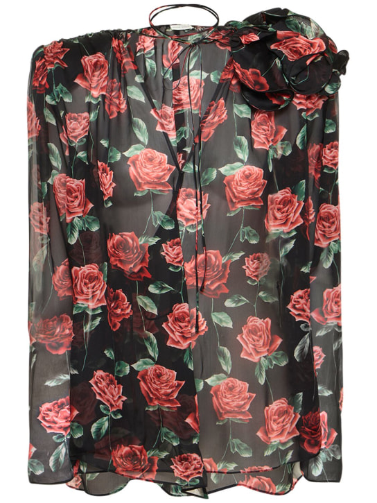 Magda Butrym: Rose printed silk chiffon shirt - Multicolor - women_0 | Luisa Via Roma