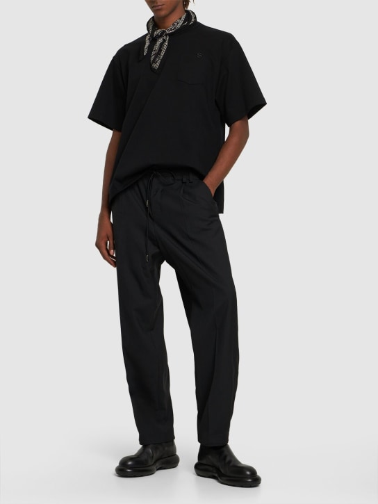 Sacai: Tailored wool blend pants - Black - men_1 | Luisa Via Roma