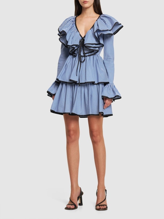 Etro: Ruffled cotton poplin mini dress - women_1 | Luisa Via Roma