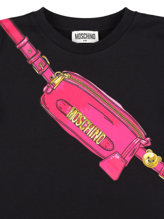 Moschino: T-shirt & legging en jersey de coton imprimé - Noir/Rose - kids-girls_1 | Luisa Via Roma