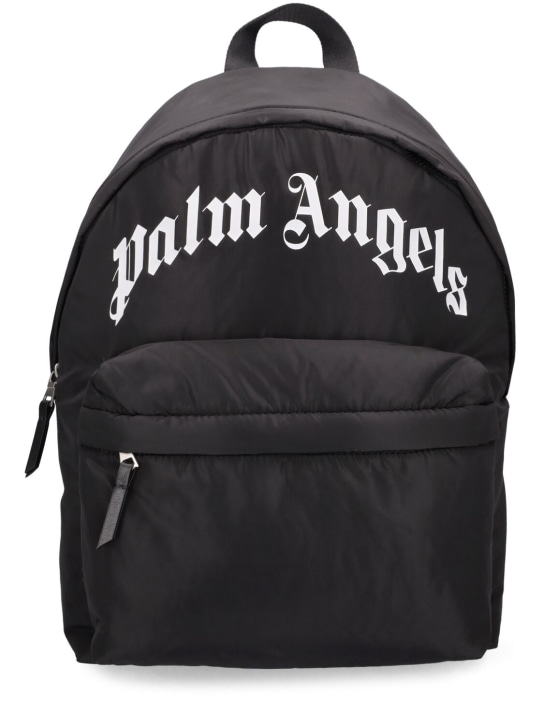 Palm Angels: Curved logo tech backpack - Black - kids-girls_0 | Luisa Via Roma