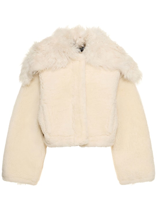 Jacquemus: La Veste Piloni cropped fur jacket - Off-White - women_0 | Luisa Via Roma