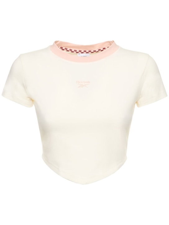 Reebok Classics: T-shirt court en coton stretch - Blanc - women_0 | Luisa Via Roma