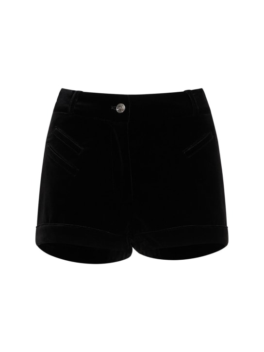 Etro: Velvet mini shorts - Black - women_0 | Luisa Via Roma