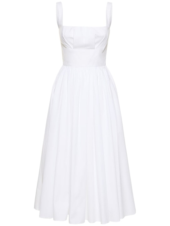 Emilia Wickstead: Terry cotton poplin midi corset dress - White - women_0 | Luisa Via Roma