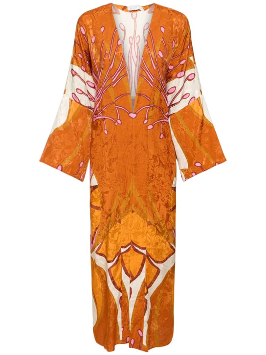 Johanna Ortiz: Romance Fluviar jacquard kimono dress - Multicolor - women_0 | Luisa Via Roma