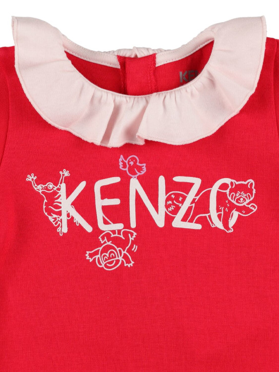 Kenzo Kids: Organic cotton romper w/logo - Red - kids-girls_1 | Luisa Via Roma