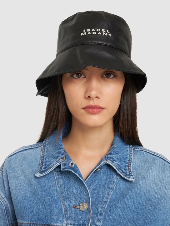 Isabel Marant: Loiena embroidered logo bucket hat - Black - women_1 | Luisa Via Roma