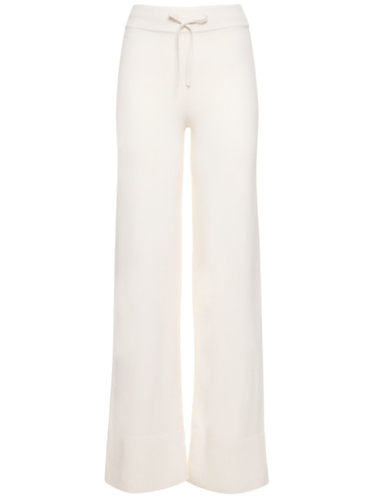 Valentino: Cashmere knit wide pants - White - women_0 | Luisa Via Roma