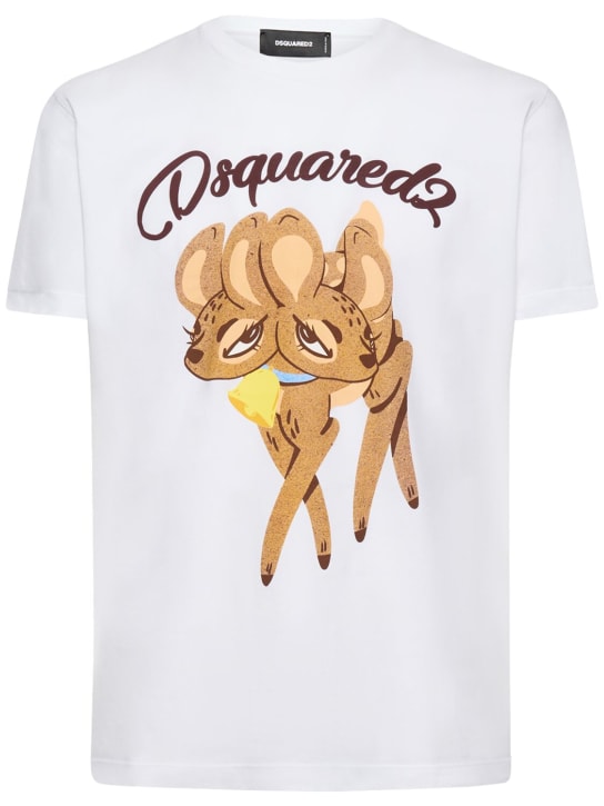 Dsquared2: T-shirt in jersey di cotone stampato - men_0 | Luisa Via Roma