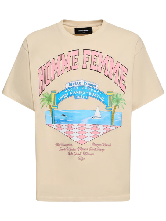 Homme+Femme: T-shirt Yacht Club in jersey con stampa - Bianco - men_0 | Luisa Via Roma
