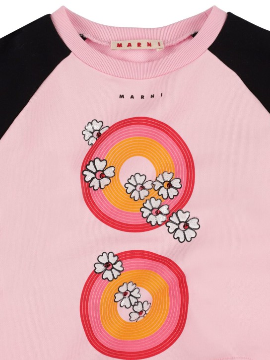 Marni Junior: Color block printed cotton sweatshirt - kids-girls_1 | Luisa Via Roma