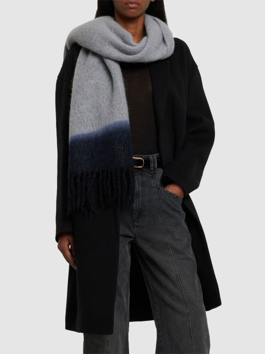 Isabel Marant: Firny wool scarf - Grey/Midnight - women_1 | Luisa Via Roma