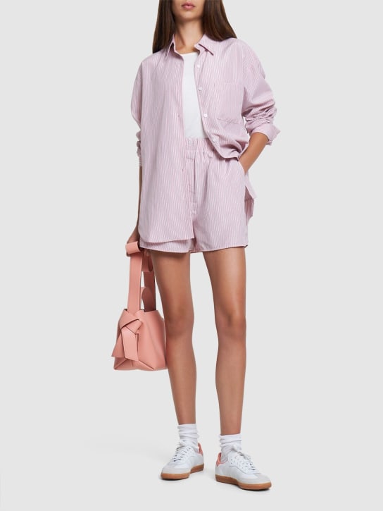 The Frankie Shop: Lui cotton blend Oxford shorts - Pink/Black - women_1 | Luisa Via Roma