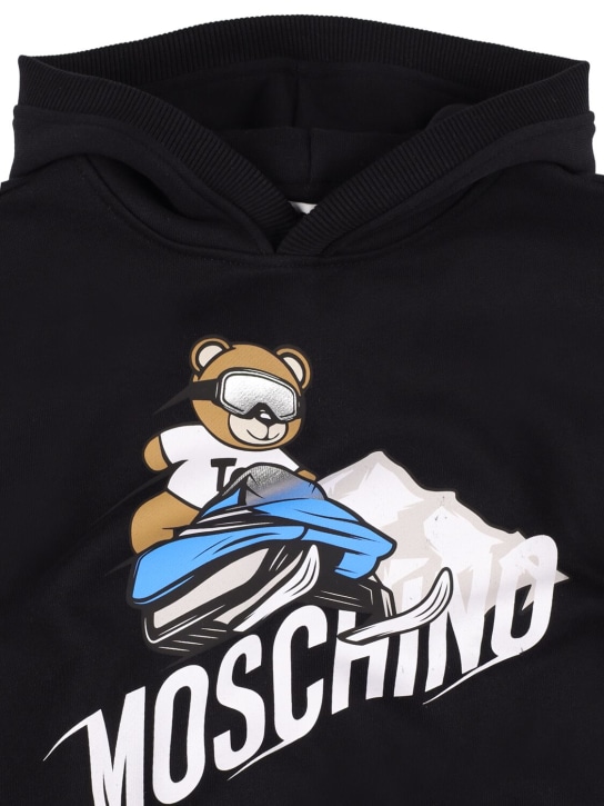 Moschino: Printed cotton hoodie - Black - kids-boys_1 | Luisa Via Roma