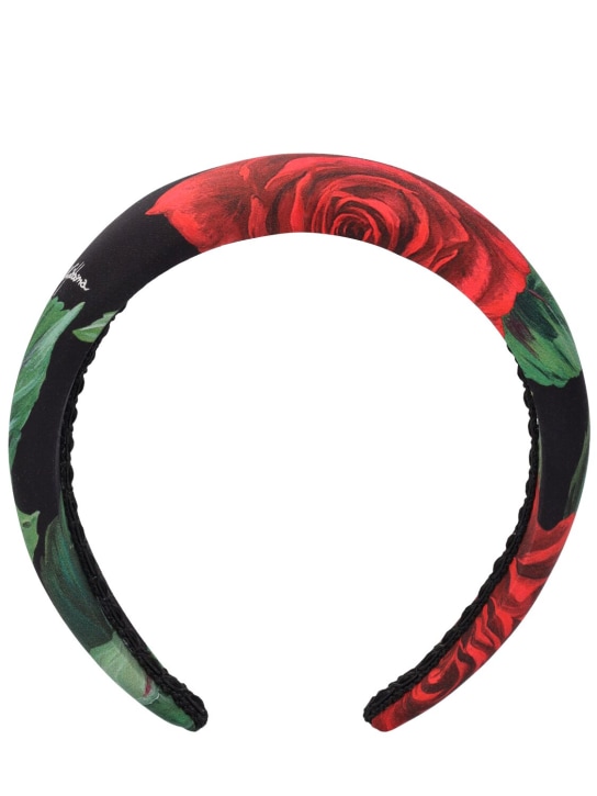 Dolce&Gabbana: Rose print silk headband - Black/Red - kids-girls_0 | Luisa Via Roma