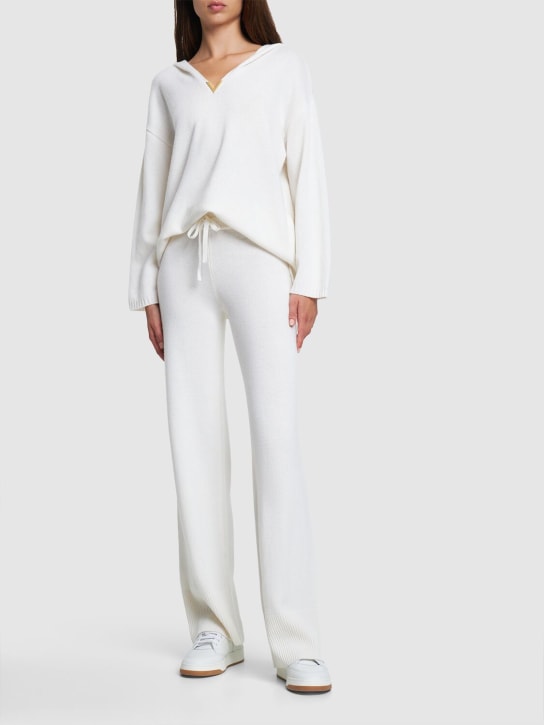 Valentino: Cashmere knit wide pants - White - women_1 | Luisa Via Roma