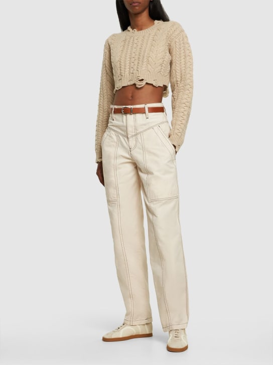 Marant Etoile: Denzel cotton wide pants - Ecru - women_1 | Luisa Via Roma
