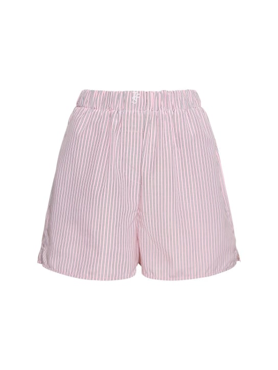 The Frankie Shop: Lui cotton blend Oxford shorts - Pink/Black - women_0 | Luisa Via Roma