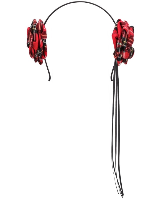 Alessandra Rich: Tartan headband w/ roses - Red/Black - women_0 | Luisa Via Roma