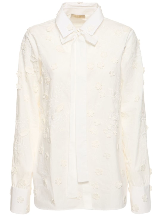 Elie Saab: Embroidered poplin shirt w/ flowers - White - women_0 | Luisa Via Roma