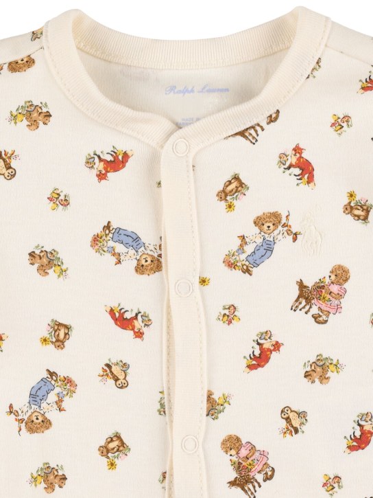 Polo Ralph Lauren: Barboteuse, bavoir & bonnet en coton imprimé - Blanc - kids-girls_1 | Luisa Via Roma