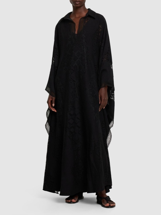 Zuhair Murad: Lace v neck long kaftan dress - women_1 | Luisa Via Roma