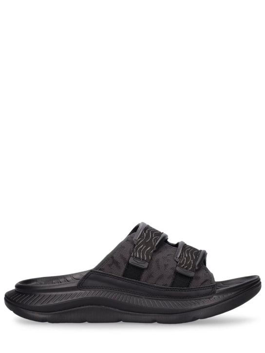 Hoka: Ora Luxe slide sandals - Black - men_0 | Luisa Via Roma