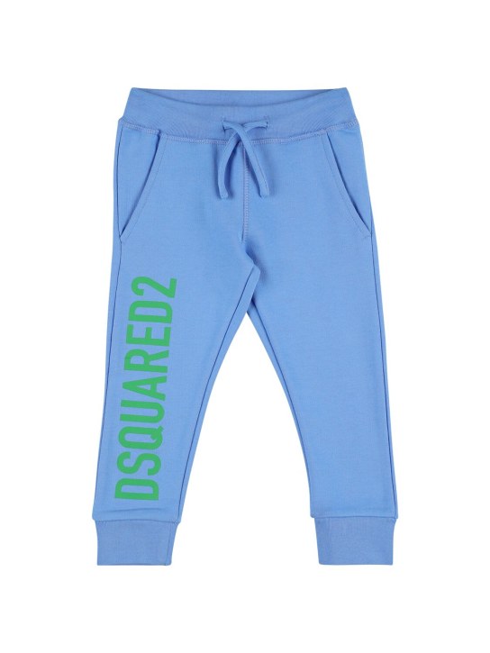 Dsquared2: Pantalones deportivos de algodón con logo - Azul Claro - kids-girls_0 | Luisa Via Roma