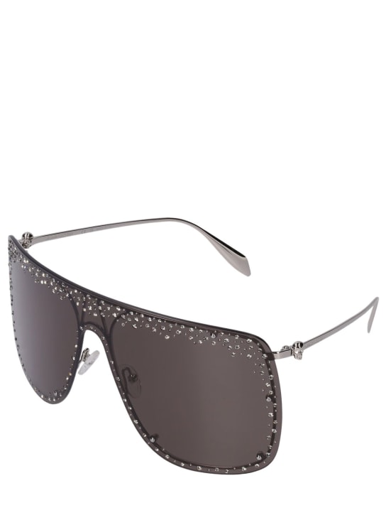 Alexander McQueen: AM0313S metal sunglasses - Silver - men_1 | Luisa Via Roma