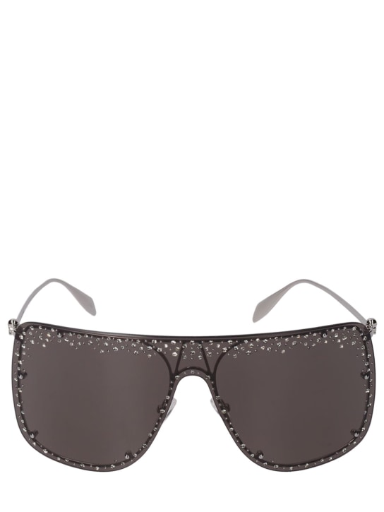 Alexander McQueen: AM0313S metal sunglasses - Silver - women_0 | Luisa Via Roma