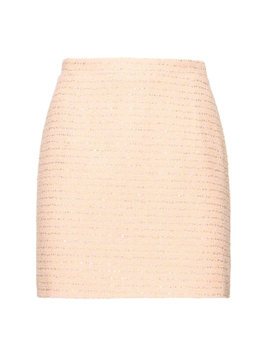 Alessandra Rich: Sequined tweed mini skirt - Light Yellow - women_0 | Luisa Via Roma