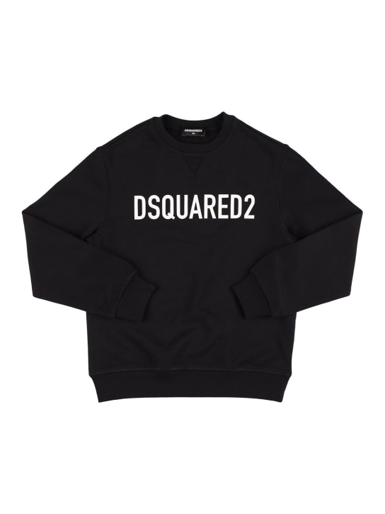 Dsquared2: Logo printed cotton sweatshirt - Black - kids-boys_0 | Luisa Via Roma