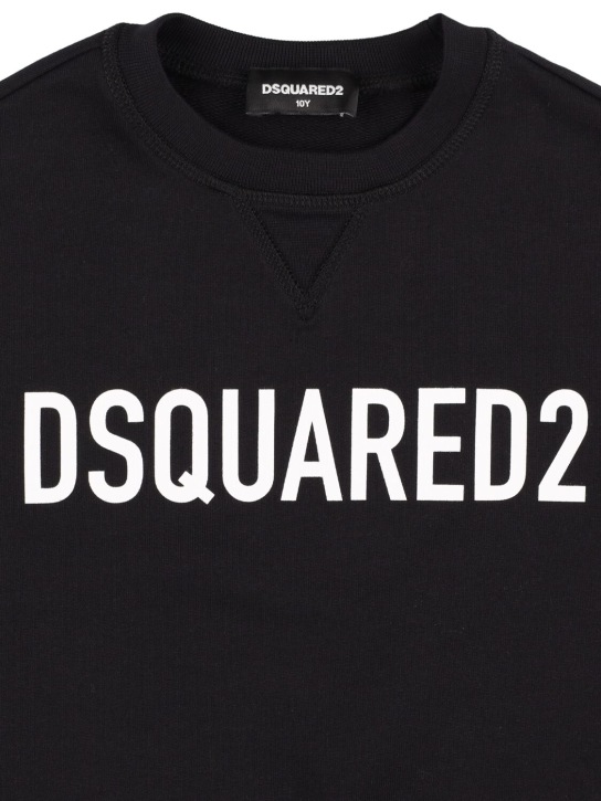 Dsquared2: Logo printed cotton sweatshirt - Black - kids-boys_1 | Luisa Via Roma