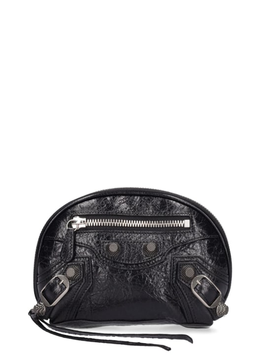Balenciaga: XS Le Cagole leather cosmetic pouch - Black - women_0 | Luisa Via Roma