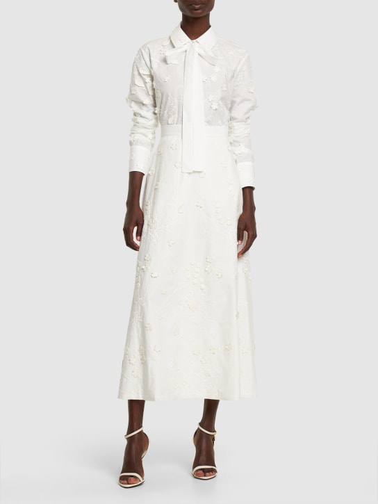 Elie Saab: Embroidered poplin shirt w/ flowers - White - women_1 | Luisa Via Roma