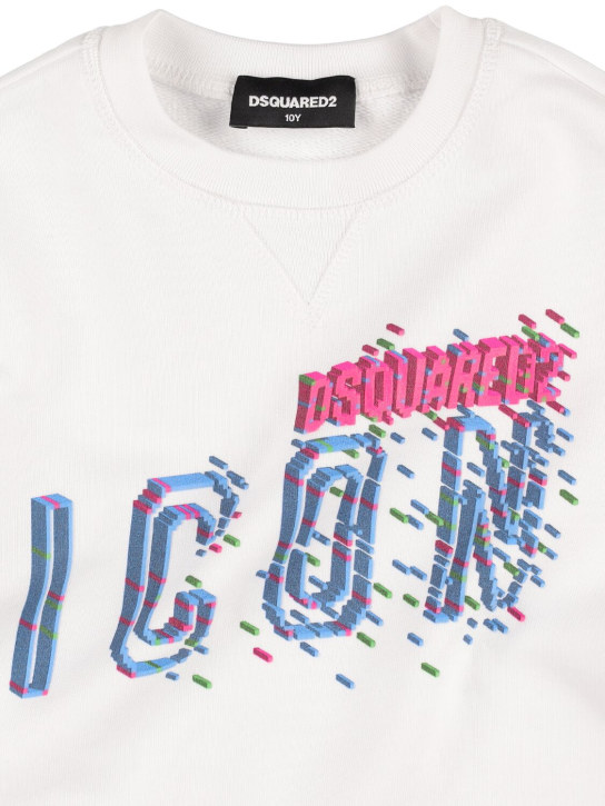 Dsquared2: Icon print cotton sweatshirt - White - kids-boys_1 | Luisa Via Roma
