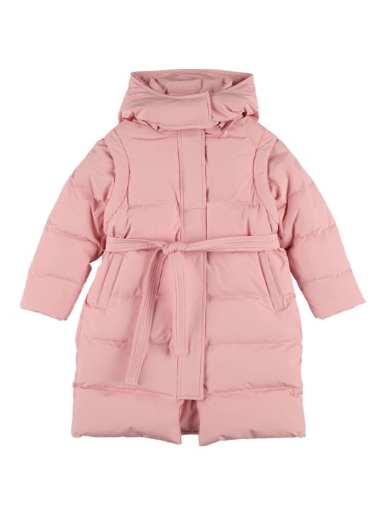 Yves Salomon Enfant: Long nylon down jacket - Pink - kids-girls_0 | Luisa Via Roma